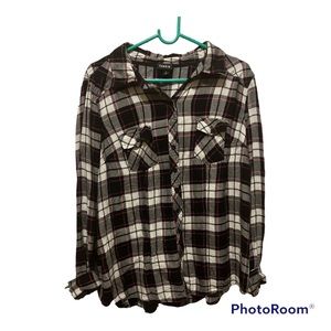 Torrid Pink And Black Plaid Button Up